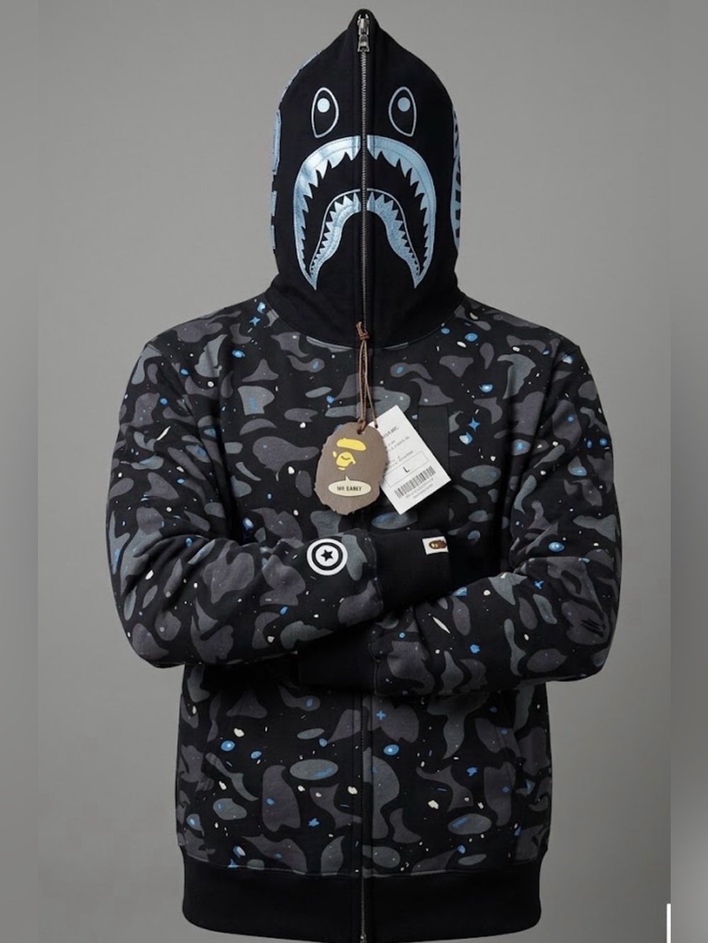 Bape Black & Blue Shark Zip Hoodie Jacket